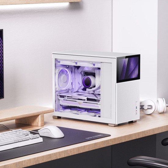 JONSBO D31 Mesh SC WHITE Micro-ATX Computer Case with HD-LCD